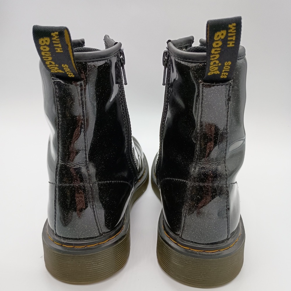 Dr. Martens 1460 Glitter Black Patent Leather Lace Up Zip Boots Womens 7 - Picture 2 of 9